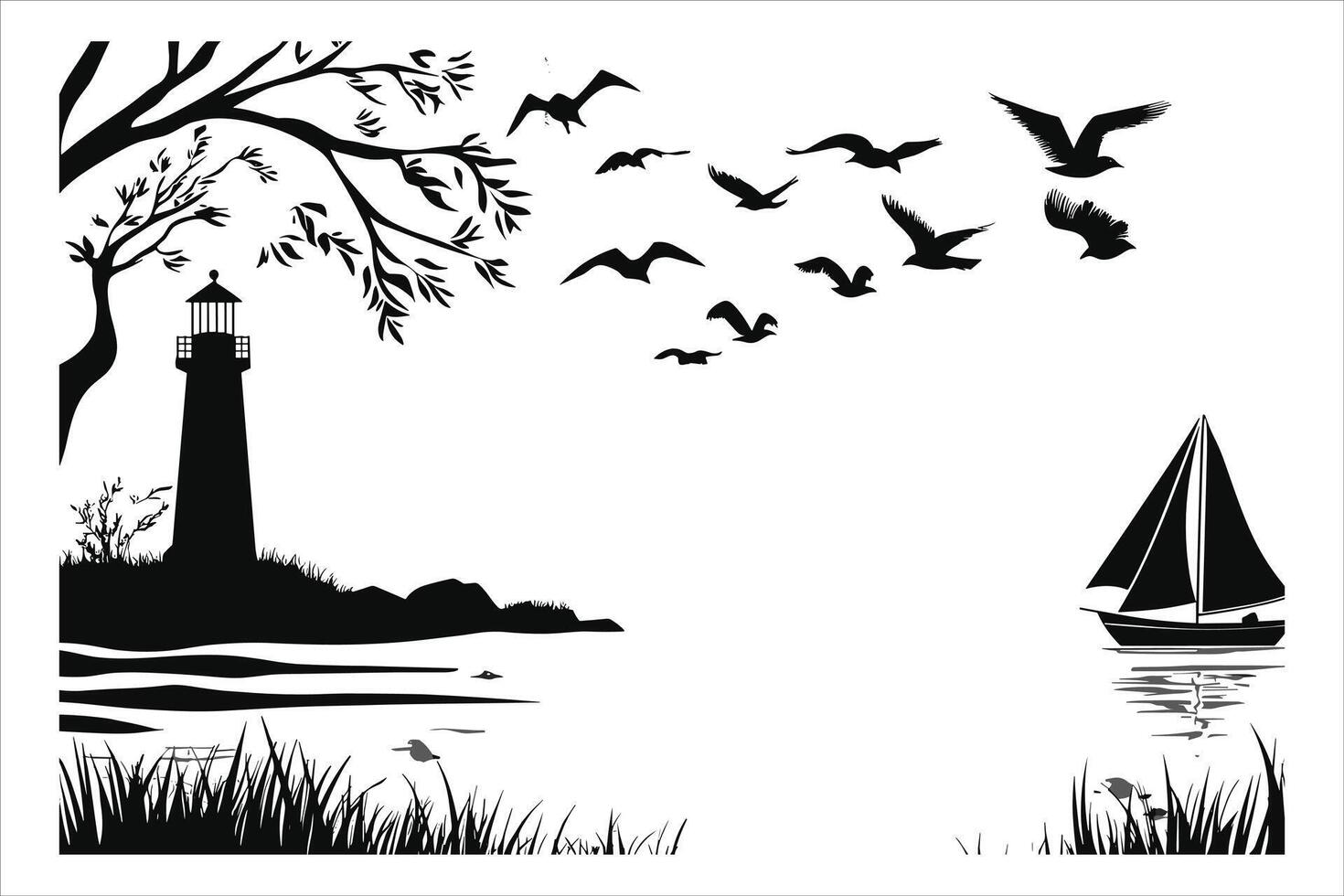 Baltic Sea Lighthouse Silhouette vector