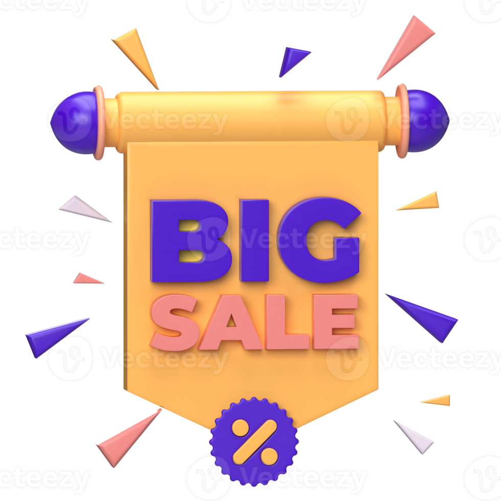 Big Sale Banner 3D Render png
