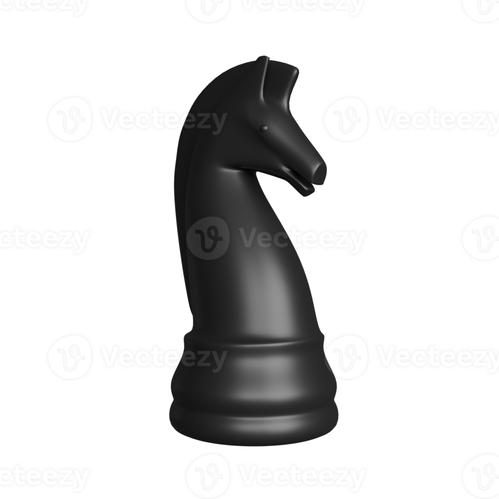 Black Knight Chess Piece 3D Icon png