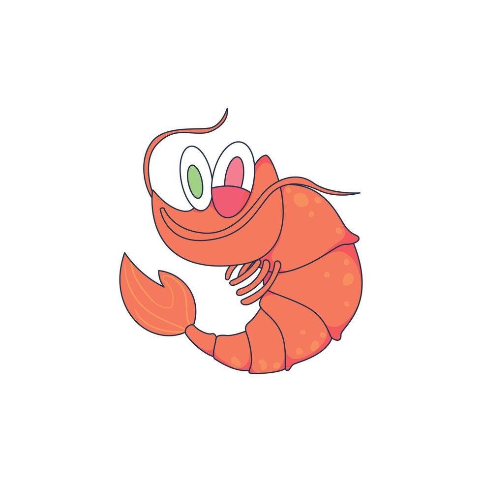 cute orange shrimp illustration vector