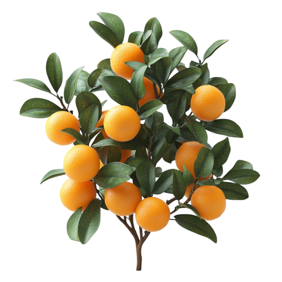 Orange Tree with Leaves and Fruits on Transparent Background png