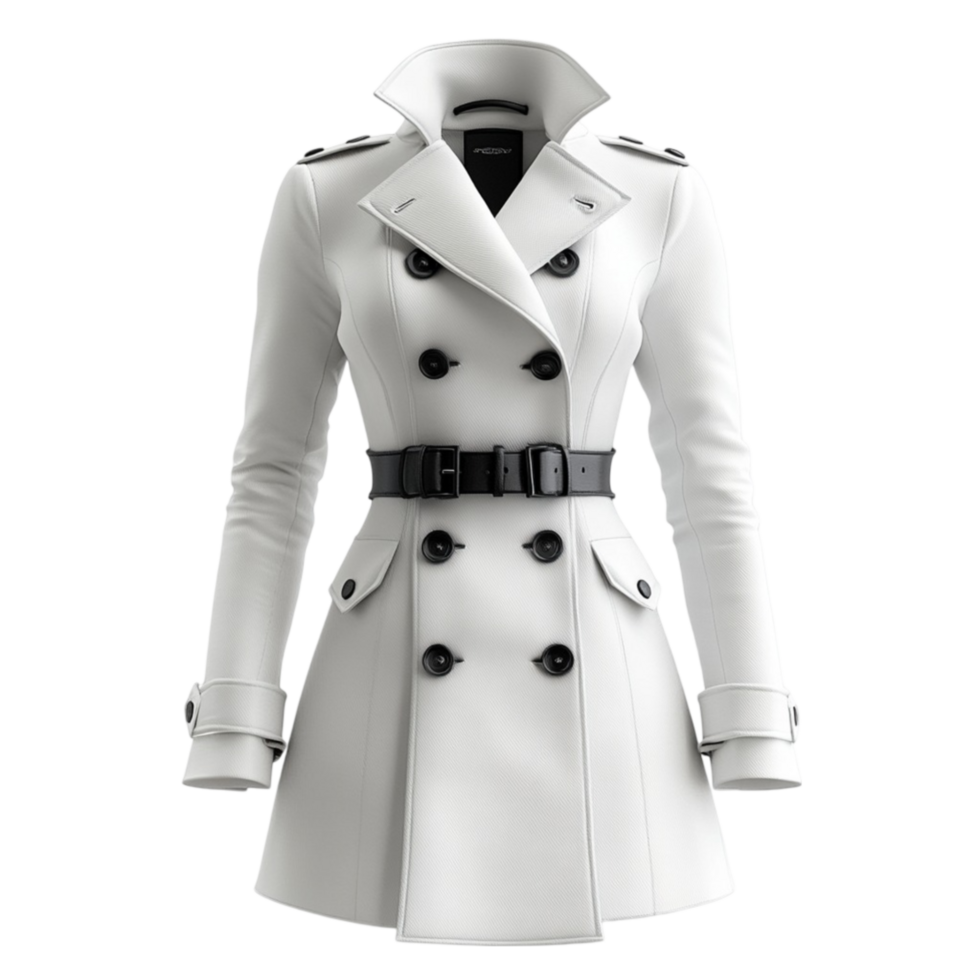 White Trench Coat on Transparent Background png
