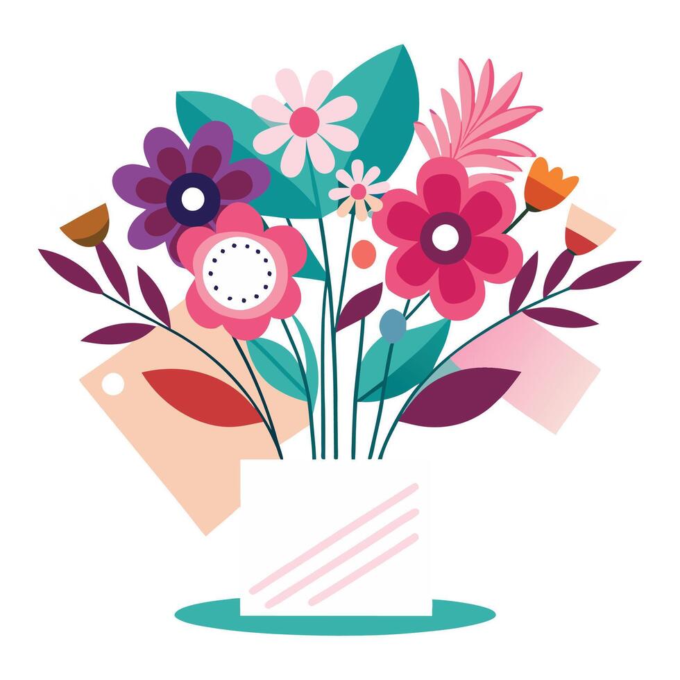 Beautiful Flower Plants Garden flat style illustration vector