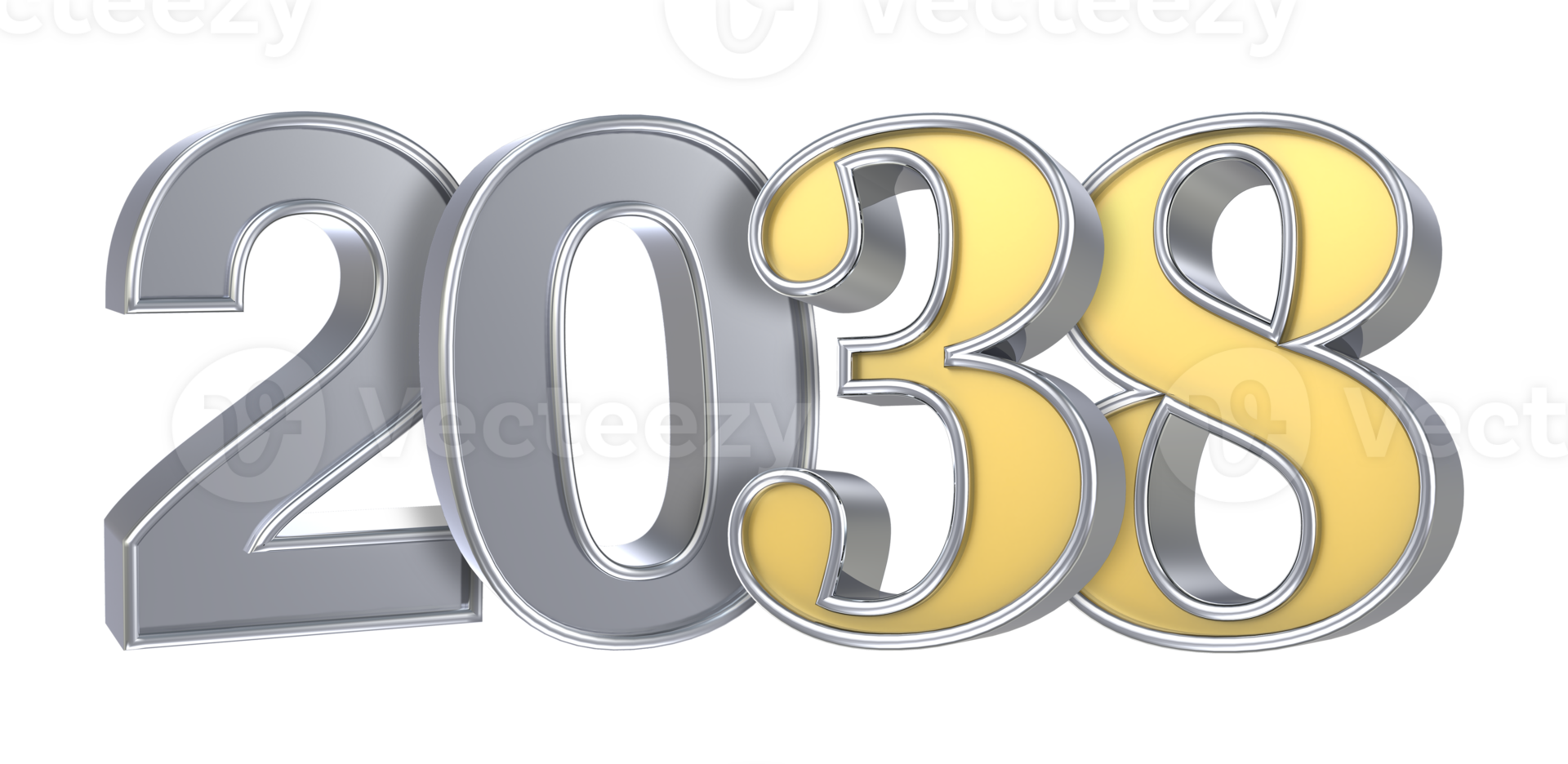Happy New Year 2038 3D Render png