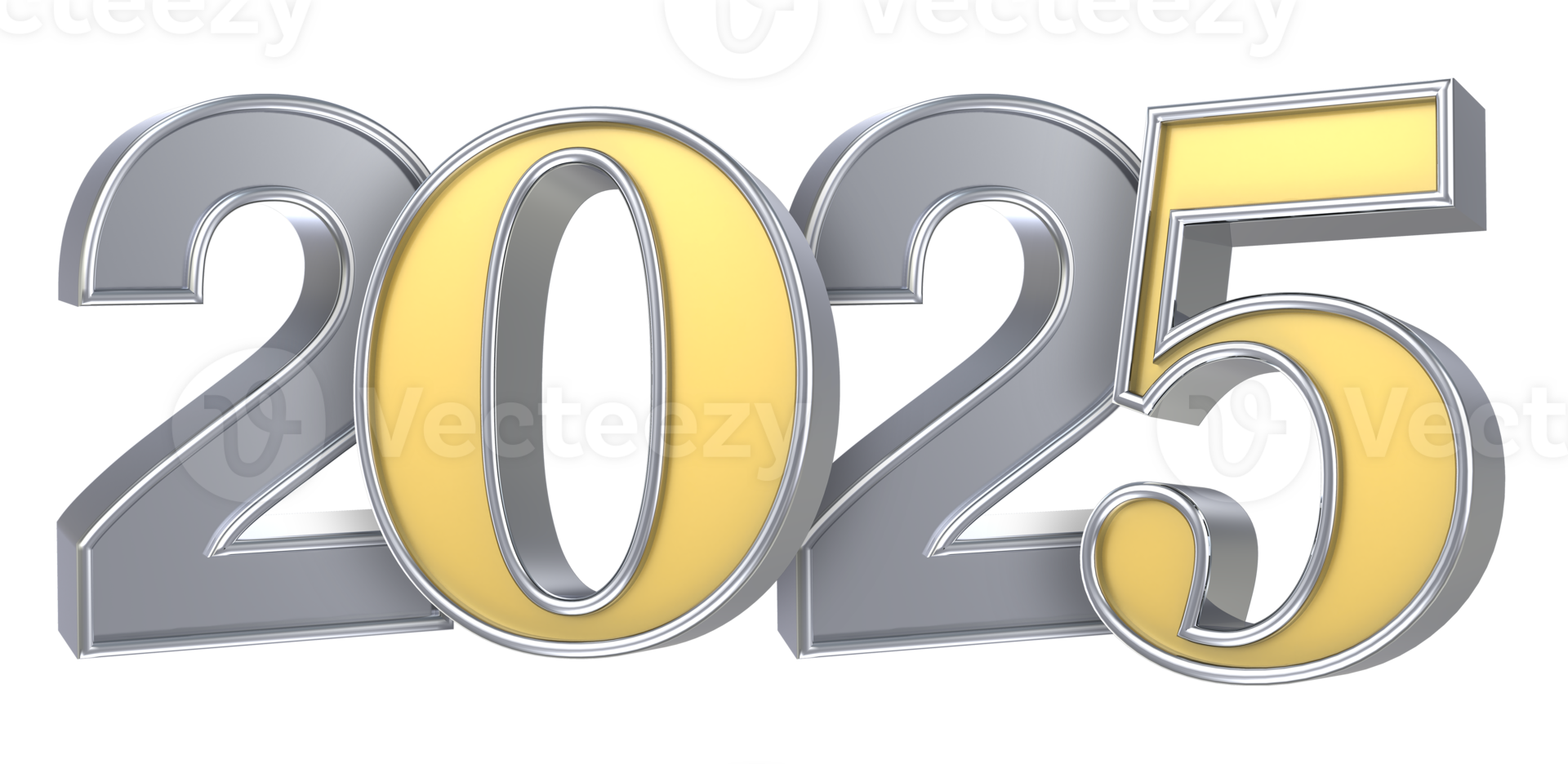Happy New Year 2025 3D Render png