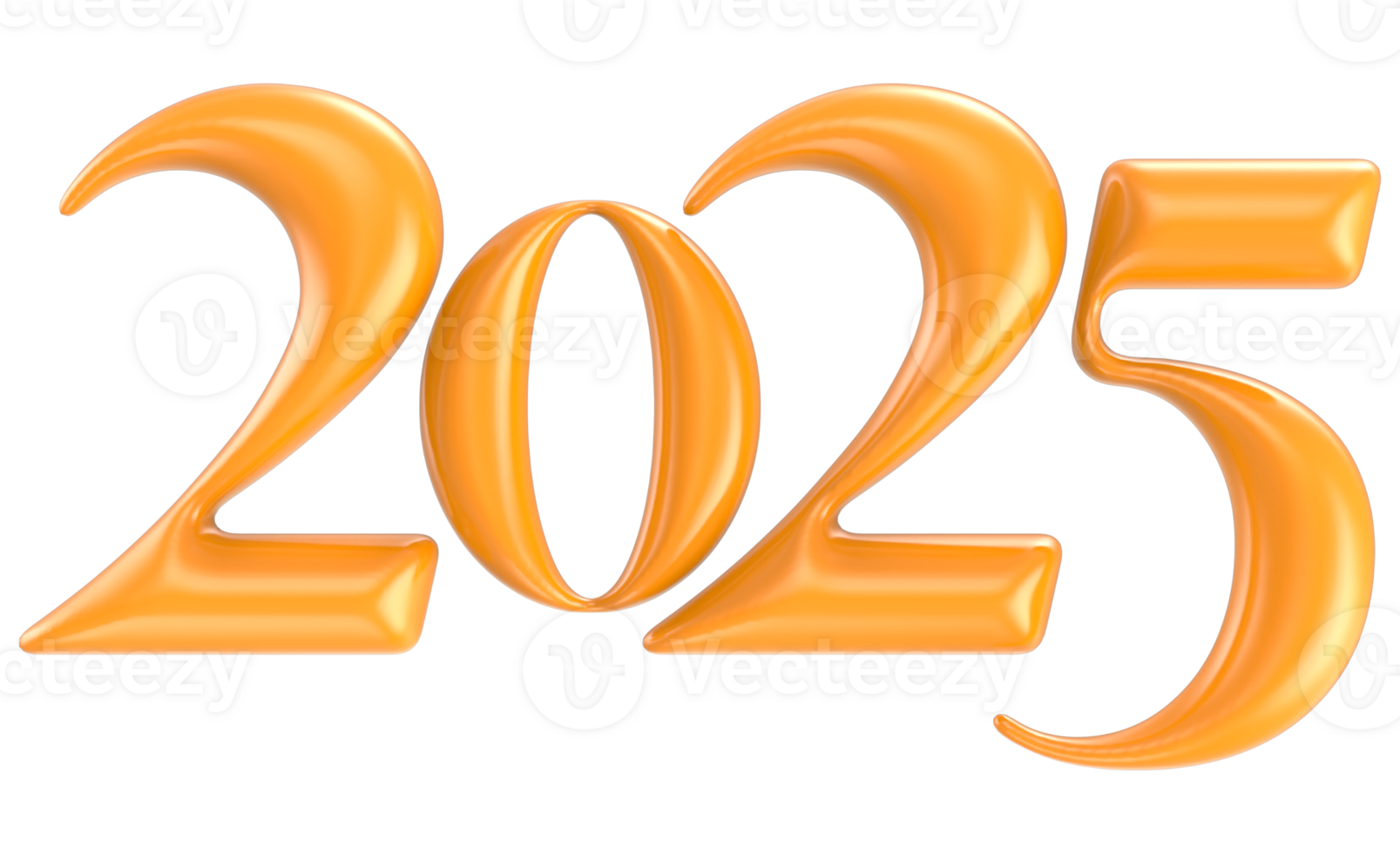 Yellow Number 2025 3D Render png