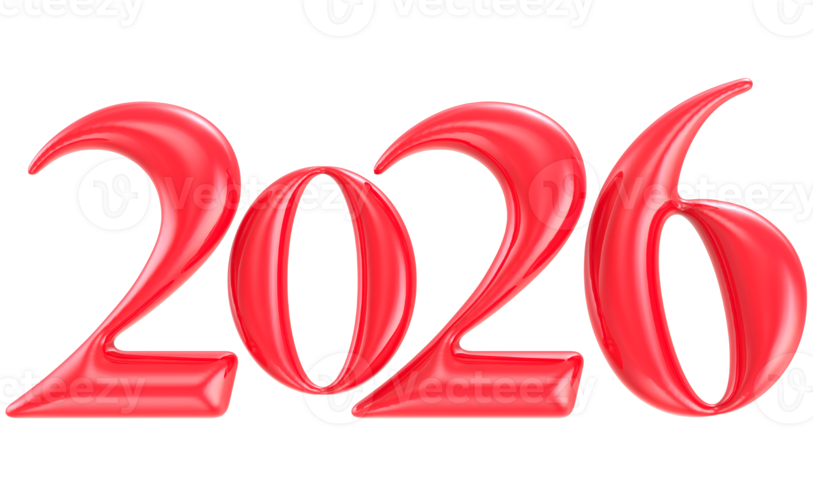 Red Number 2026 3D Render png