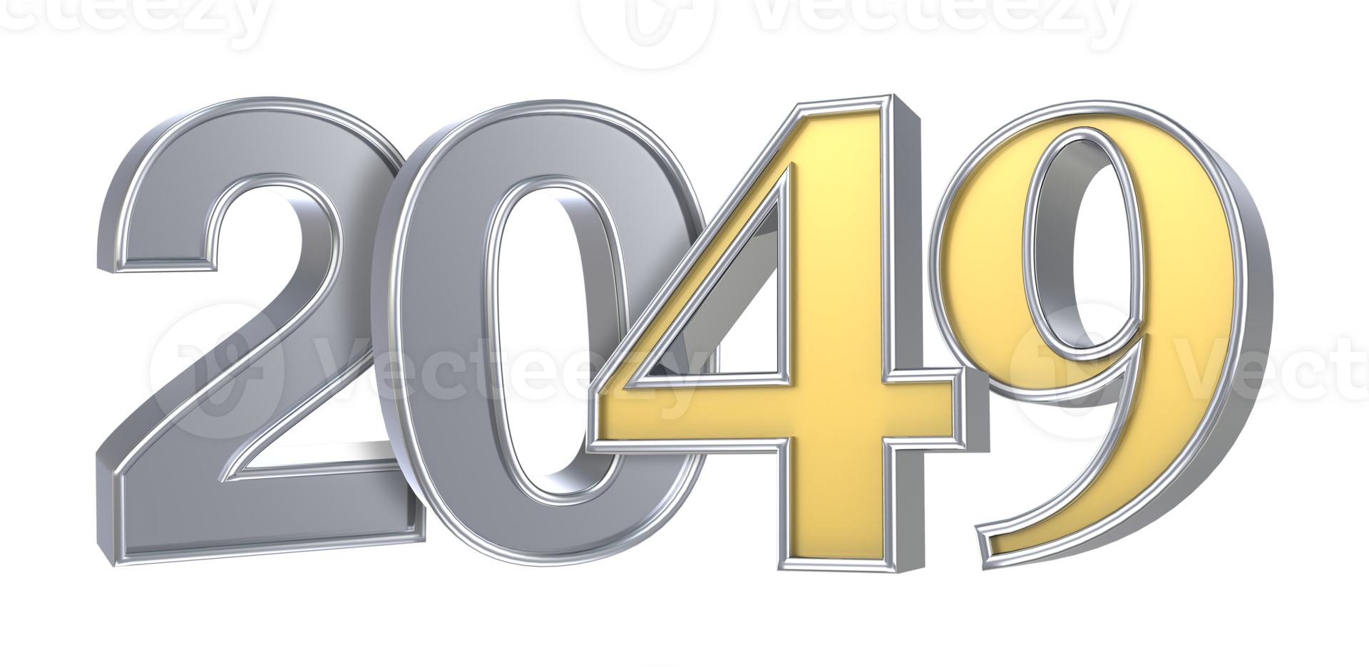 Happy New Year 2049 3D Render png