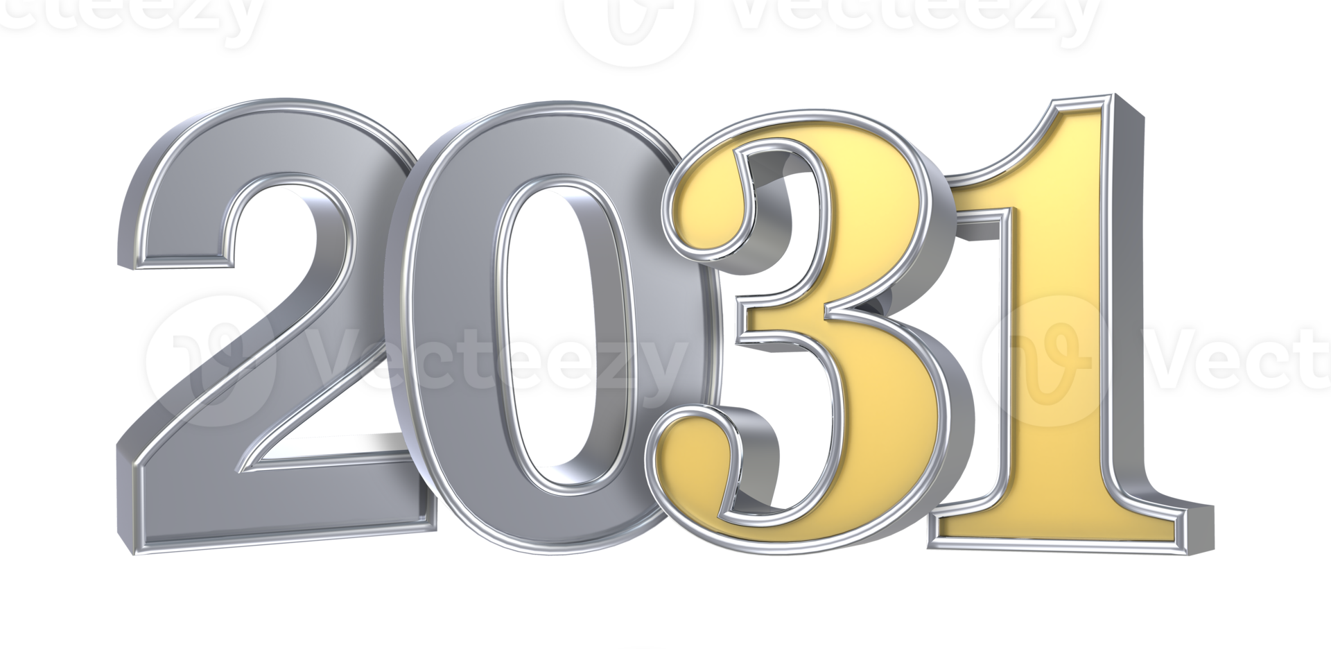 Happy New Year 2031 3D Render png