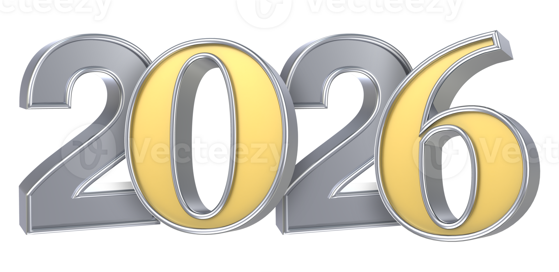 Happy New Year 2026 3D Render png