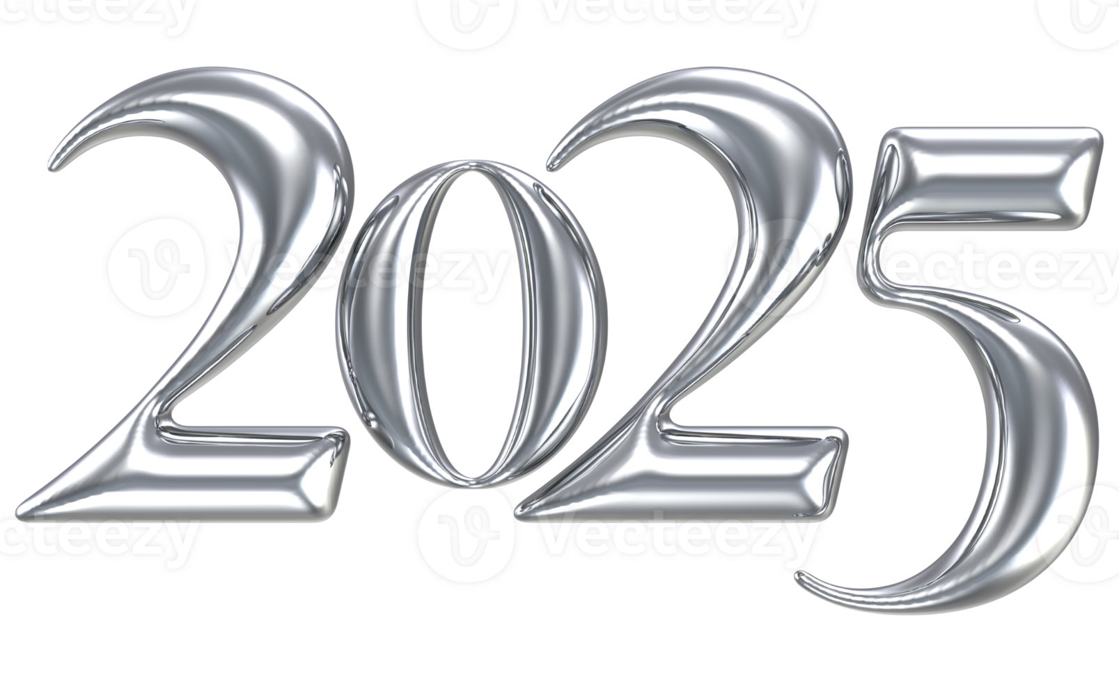 Silver Number 2025 3D Render png