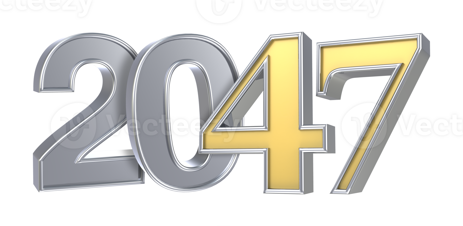Happy New Year 2047 3D Render png