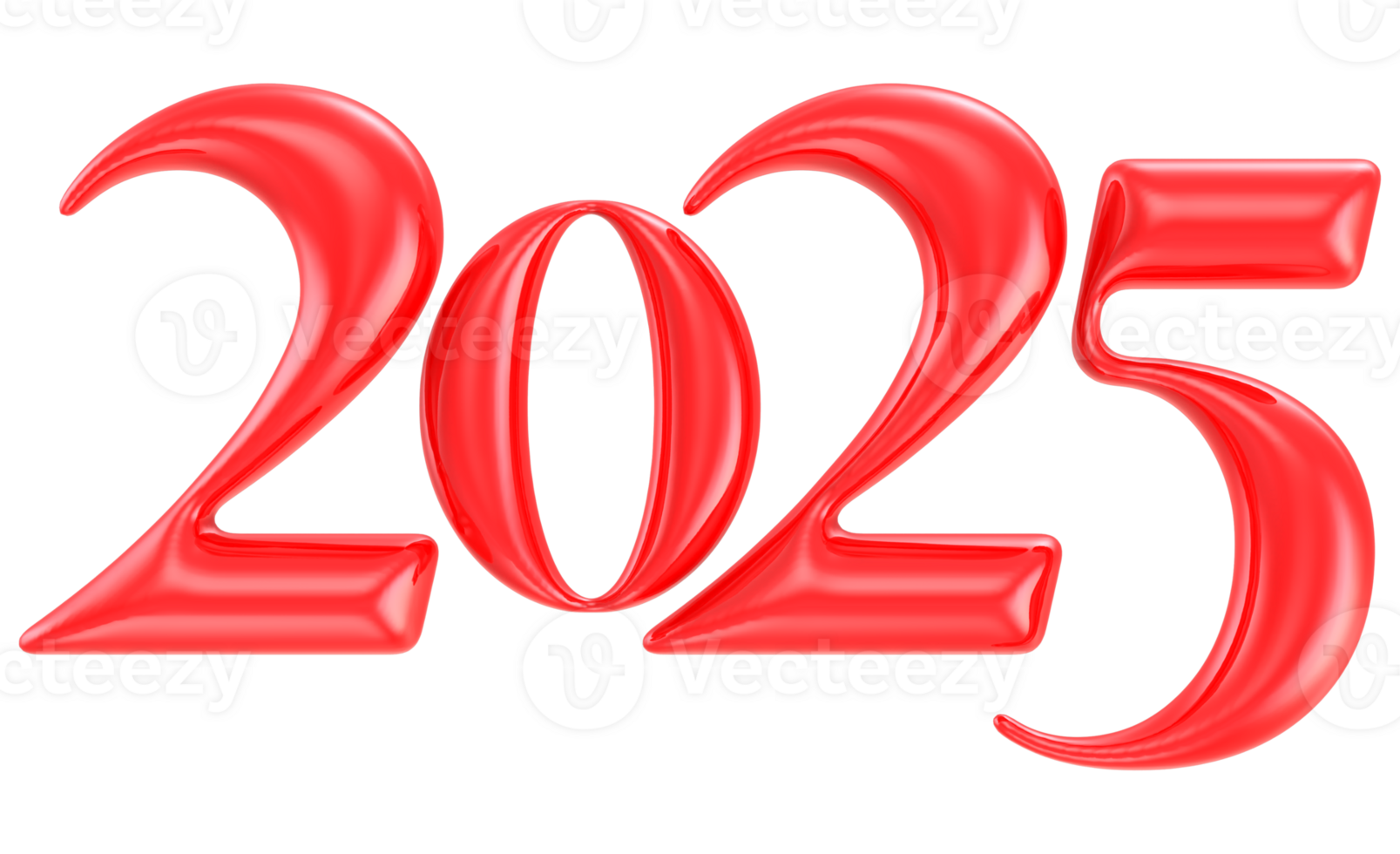 Red Number 2025 3D Render png