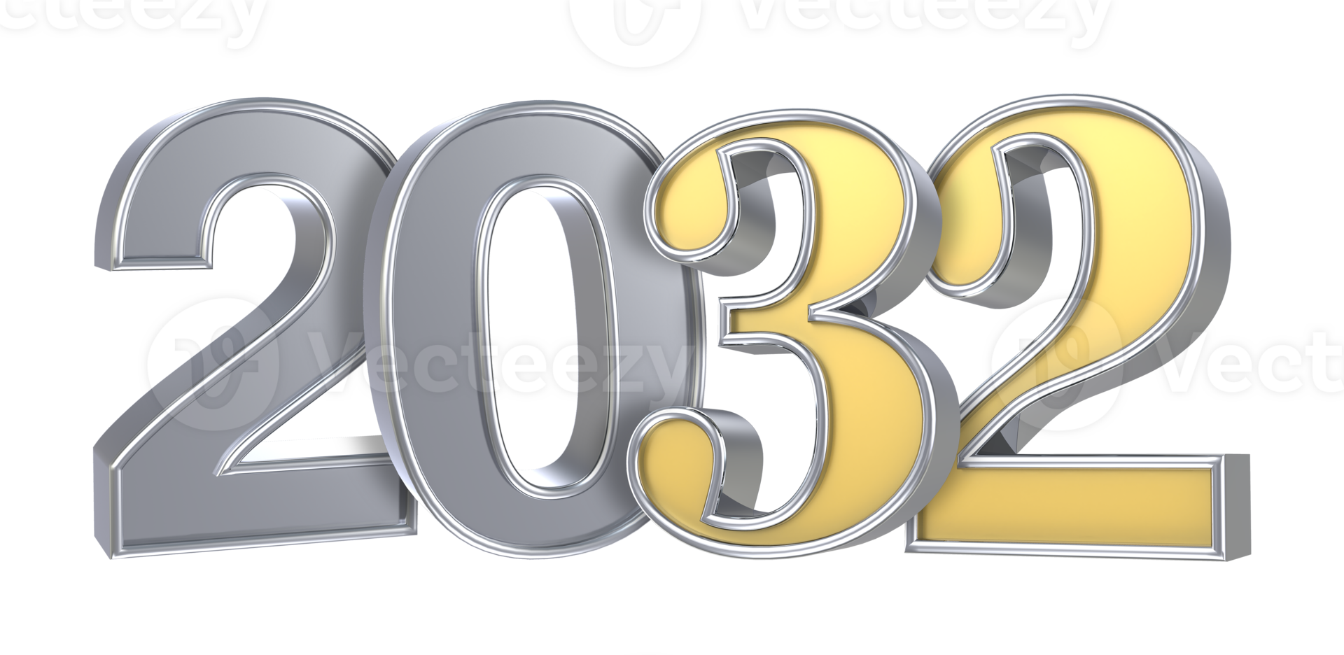 Happy New Year 2032 3D Render png