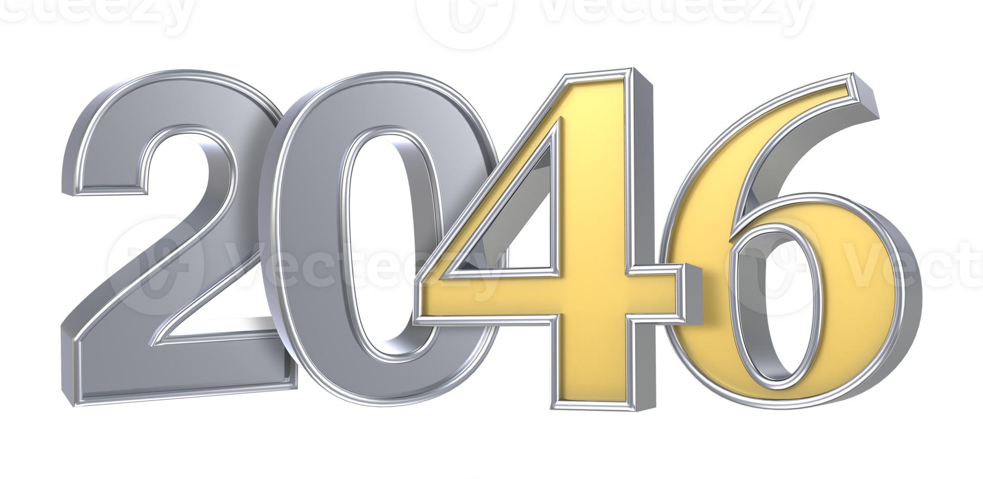 Happy New Year 2046 3D Render png