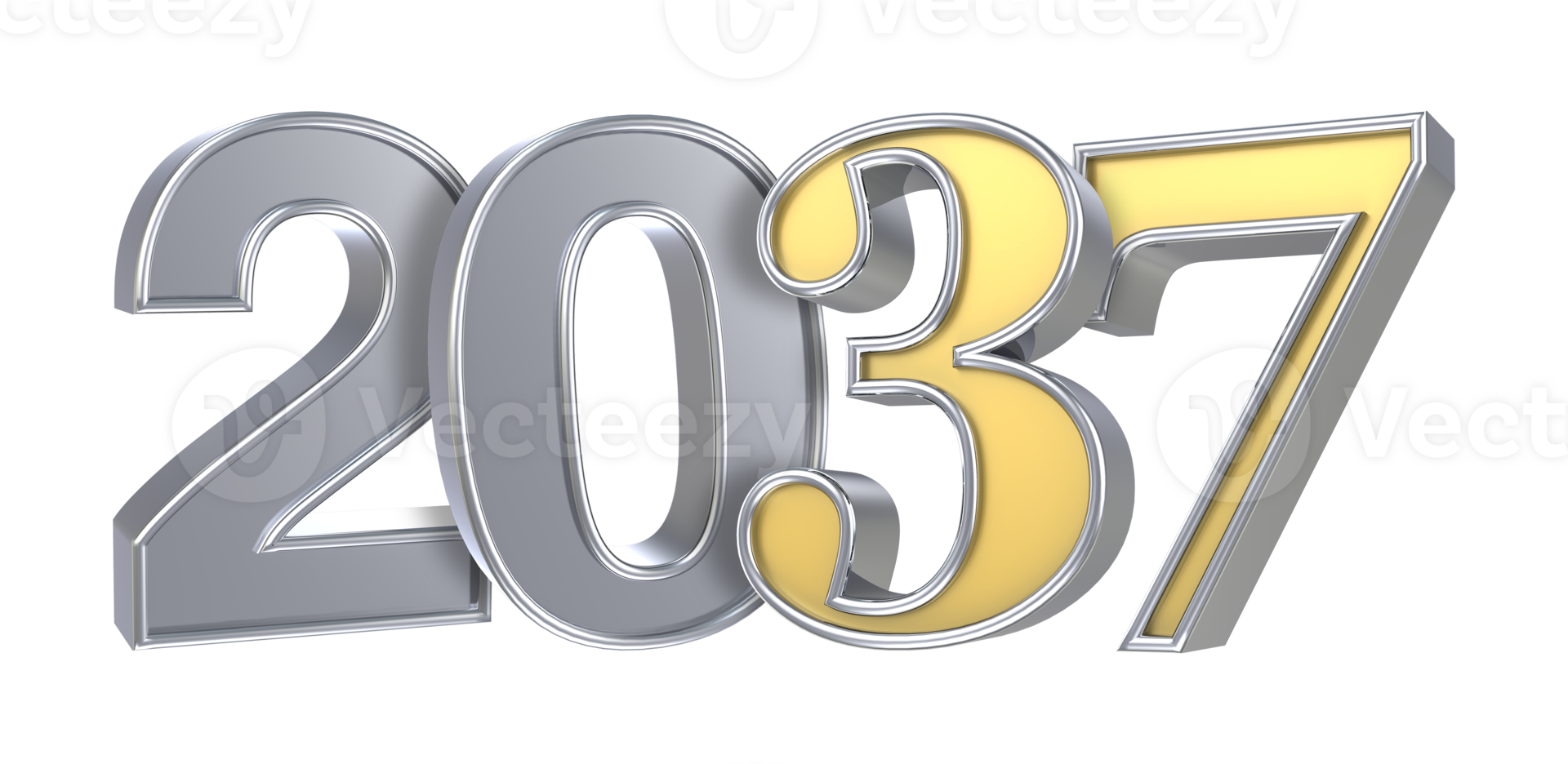 Happy New Year 2037 3D Render png