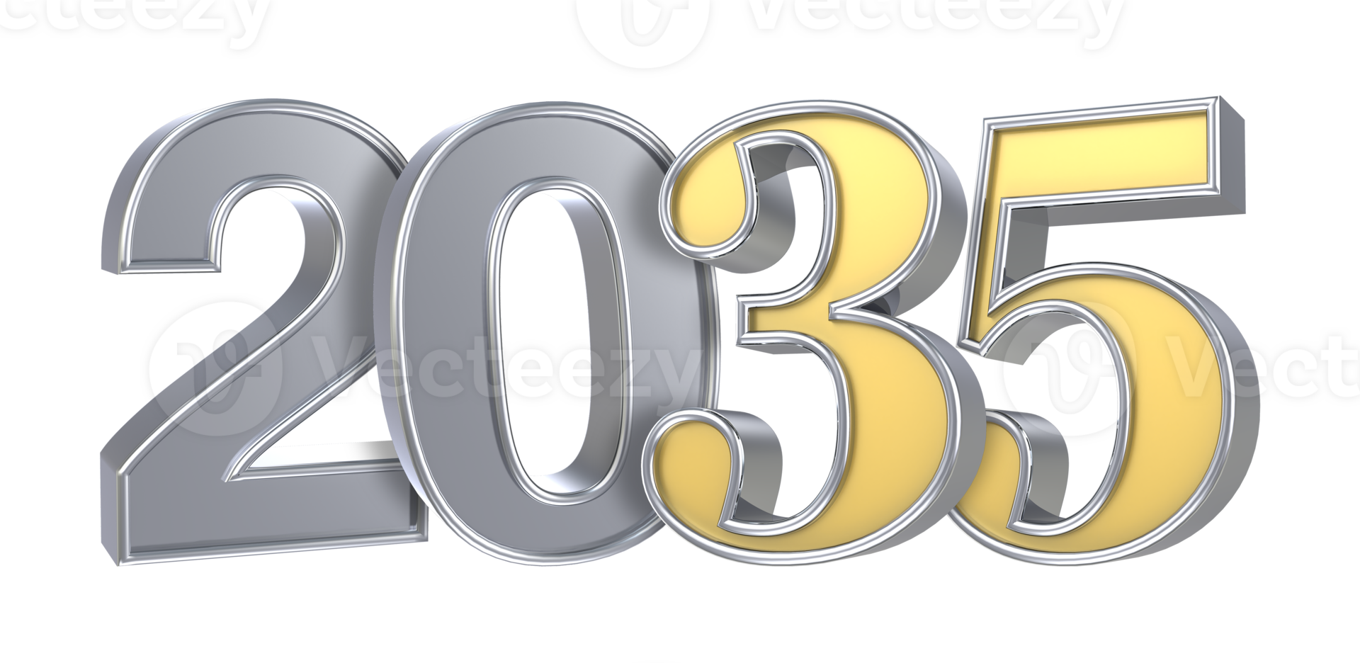 Happy New Year 2035 3D Render png