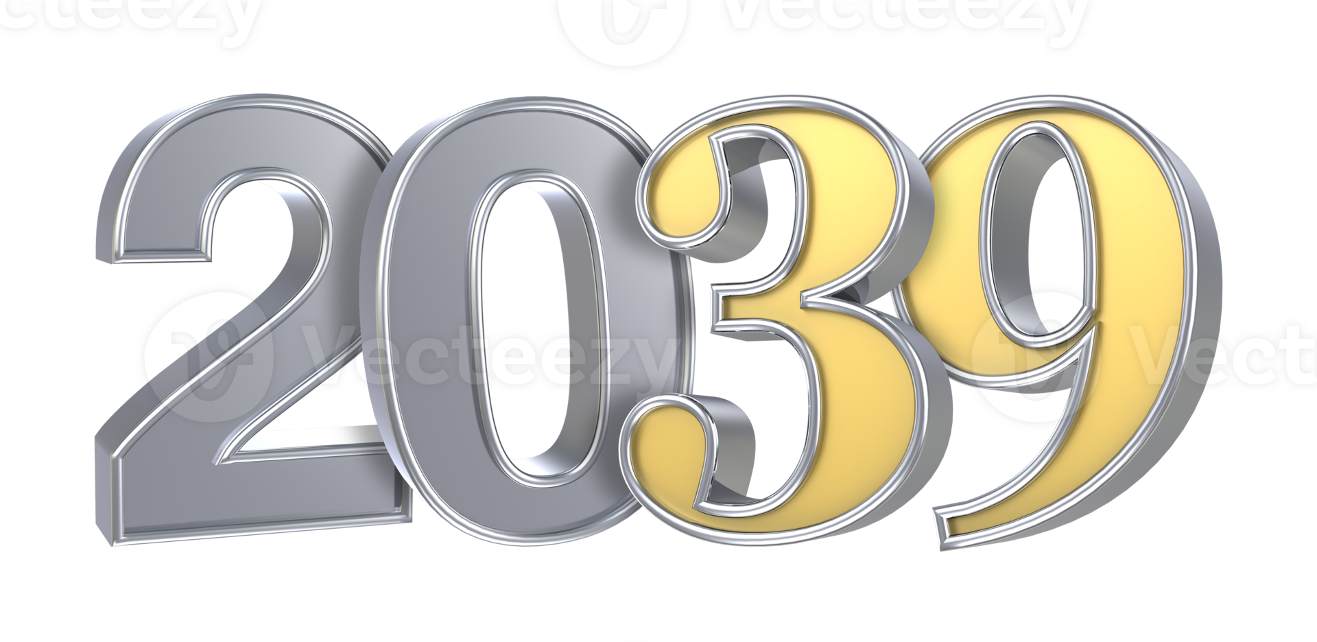 Happy New Year 2039 3D Render png