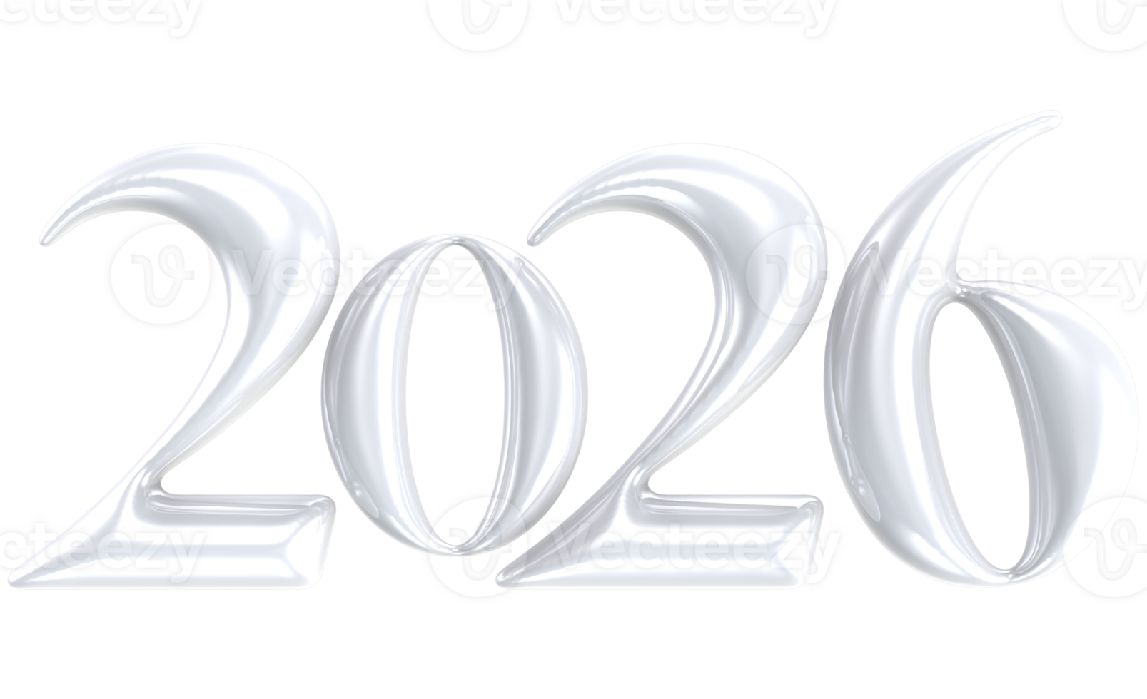 White Number 2026 3D Render png