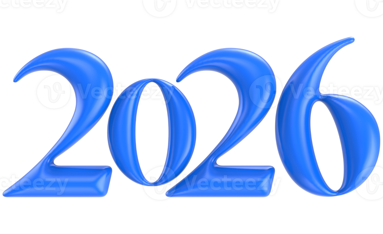 Blue Number 2026 3D Render png