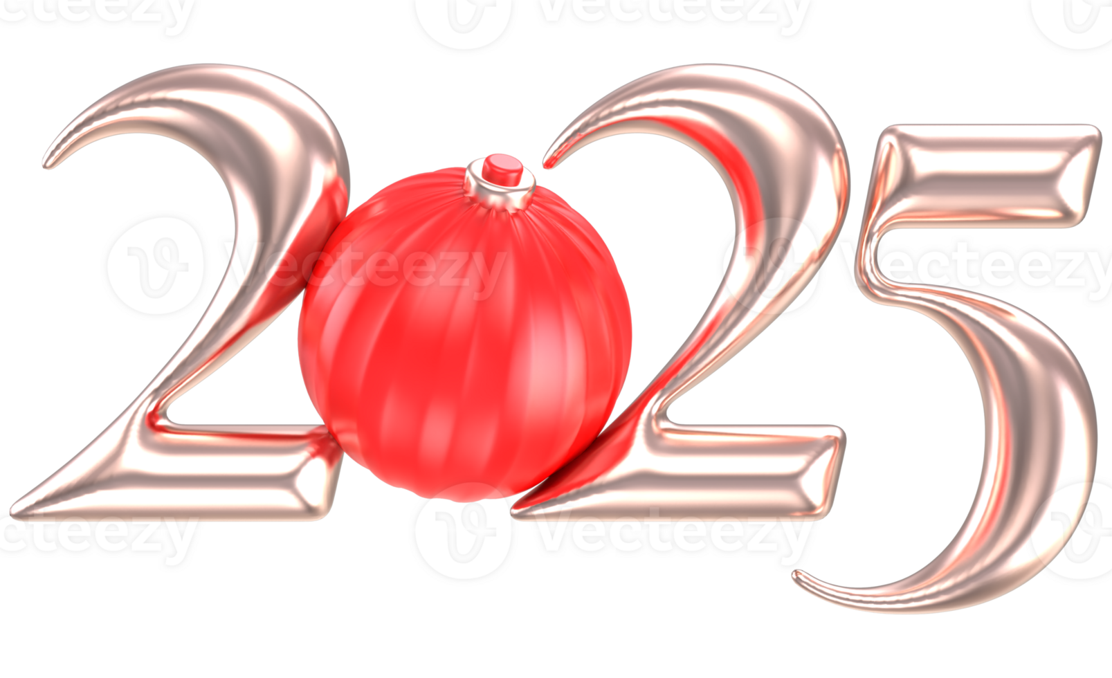 Ball Red With Copper Rough Number 2025 3D Render png