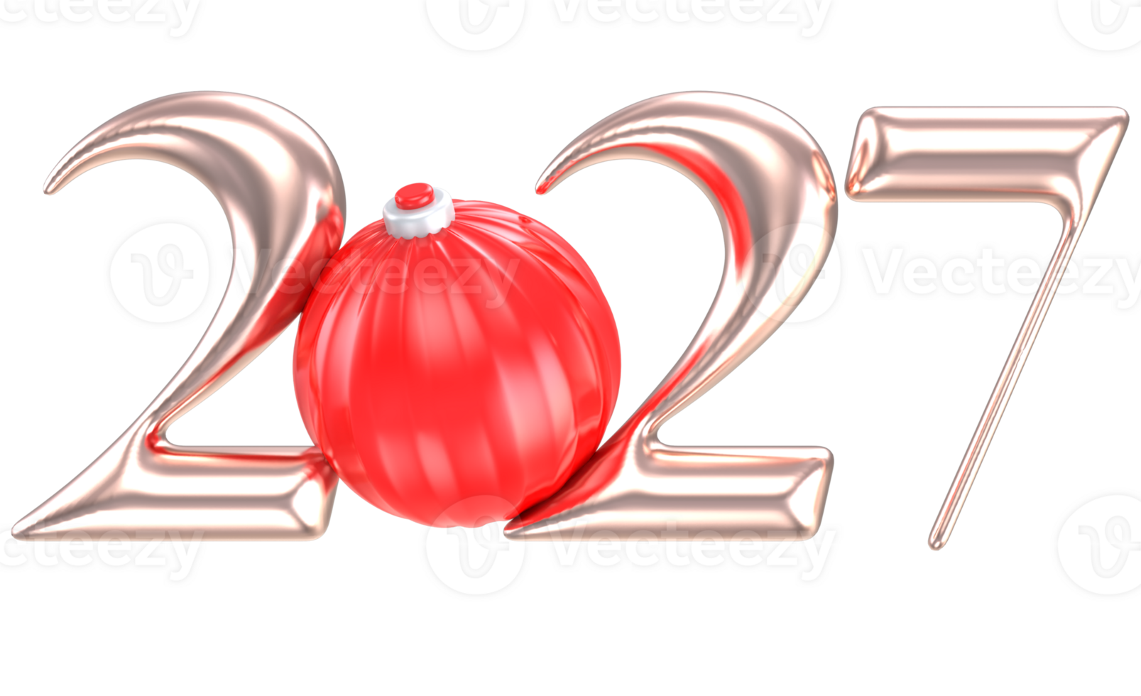 Ball Red White With Copper Number 2027 3D Render png
