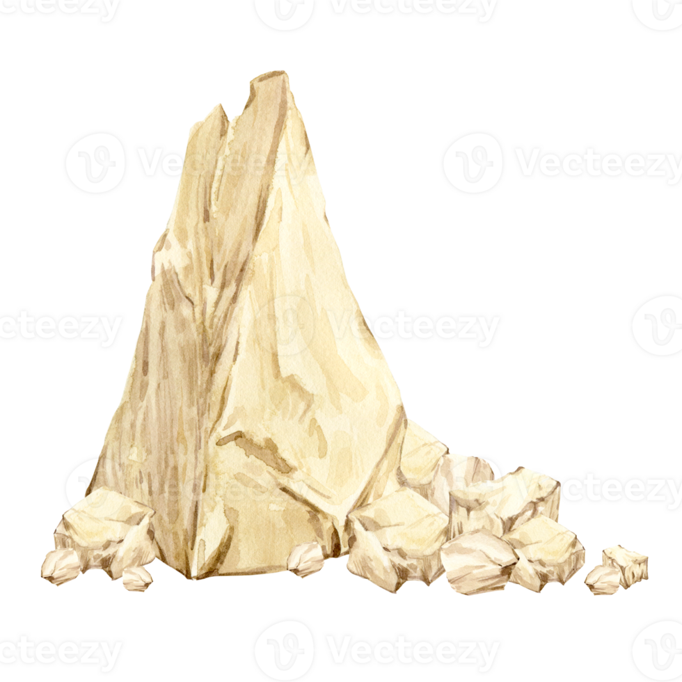 Triangular piece of pormesan cheese isolated on background. Watercolor dairy product. Hard cheese, ingredient of Italian and French cuisine. Illustration for farm product packaging. png