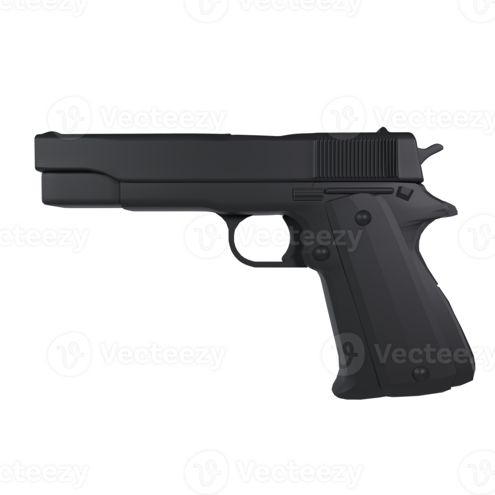 3D rendering of a modern handgun with sleek design and matte finish png