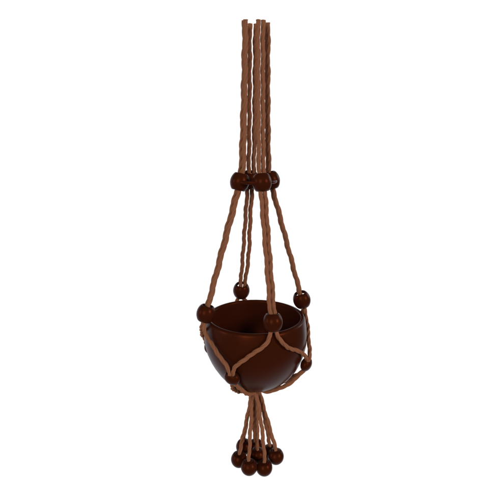 Elegant hanging planter with macrame design for indoor or outdoor use png