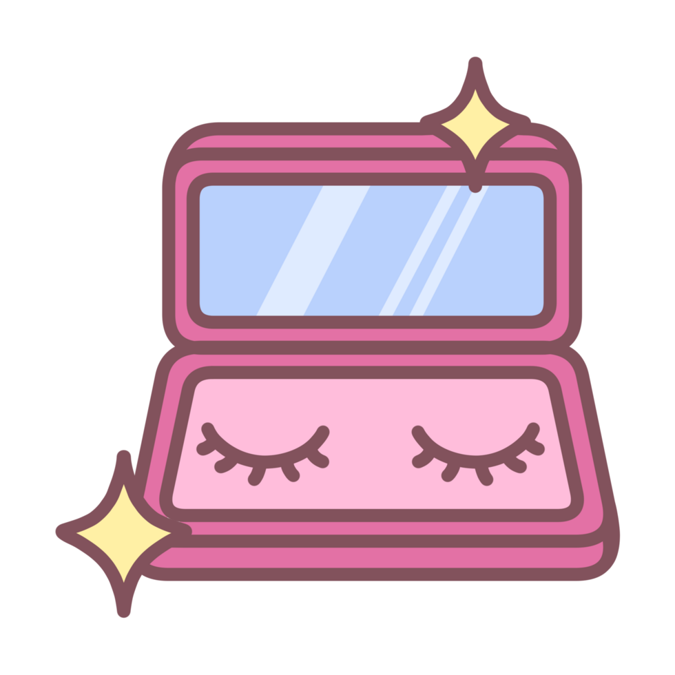 Cute pastel cosmetic make up, fake eyelashes illustration png