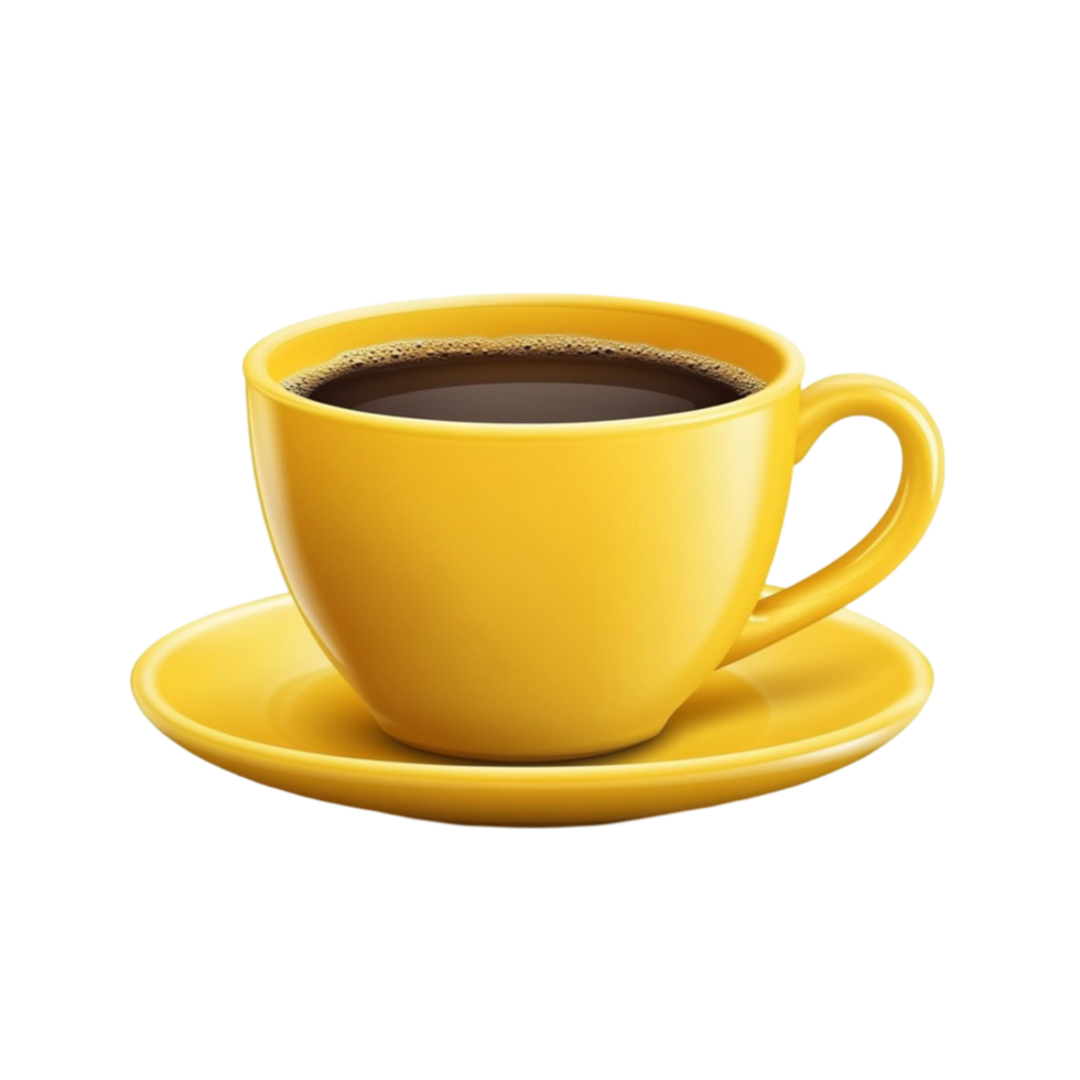 Yellow Cup of Coffee on a Saucer On Transparent Background png