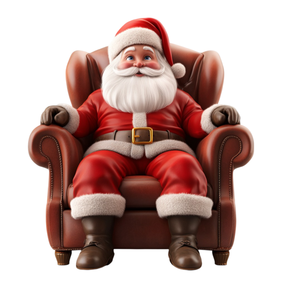 Santa Claus Sitting in a Chair on Transparent Background png