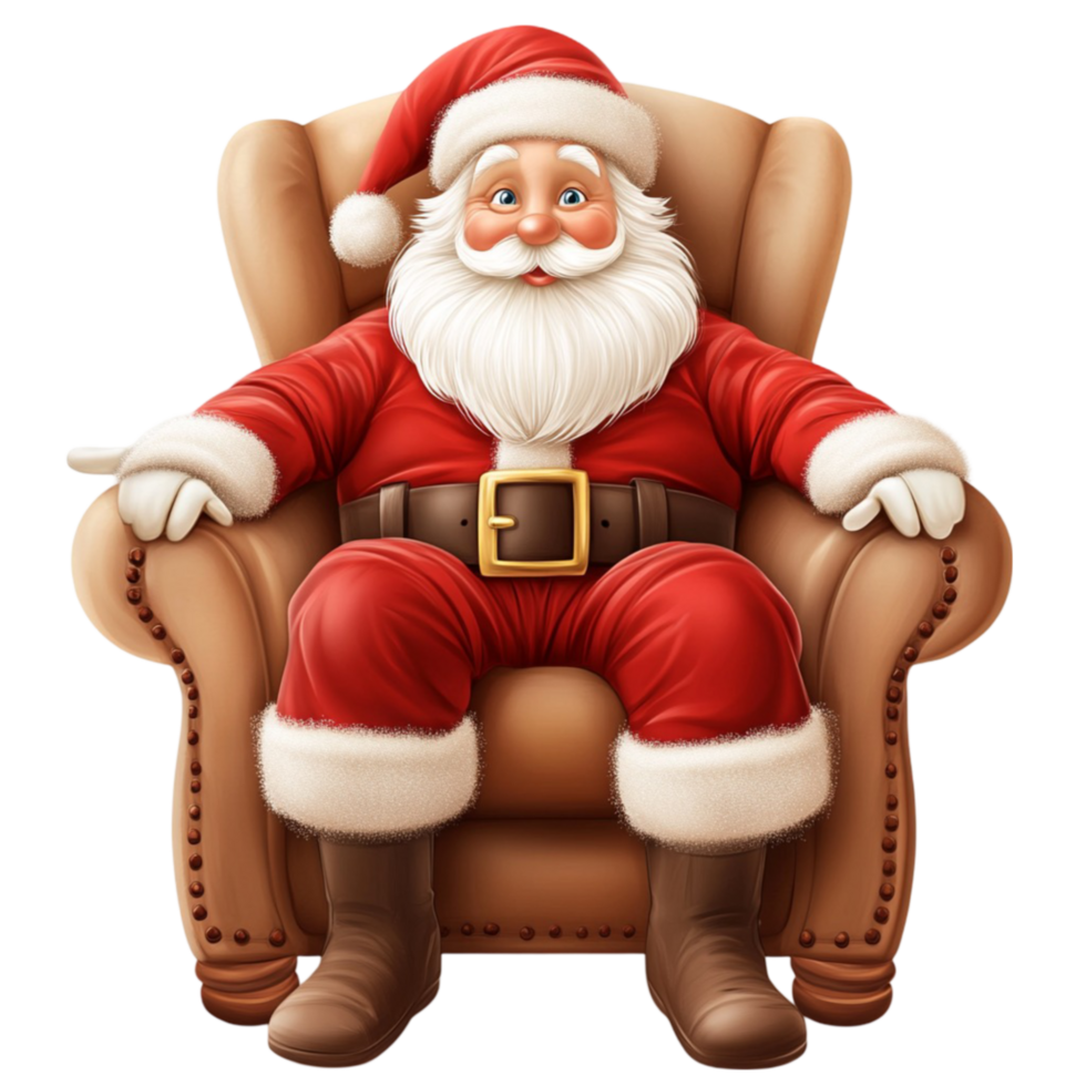 Santa Claus Sitting on a Chair On Transparent Background png