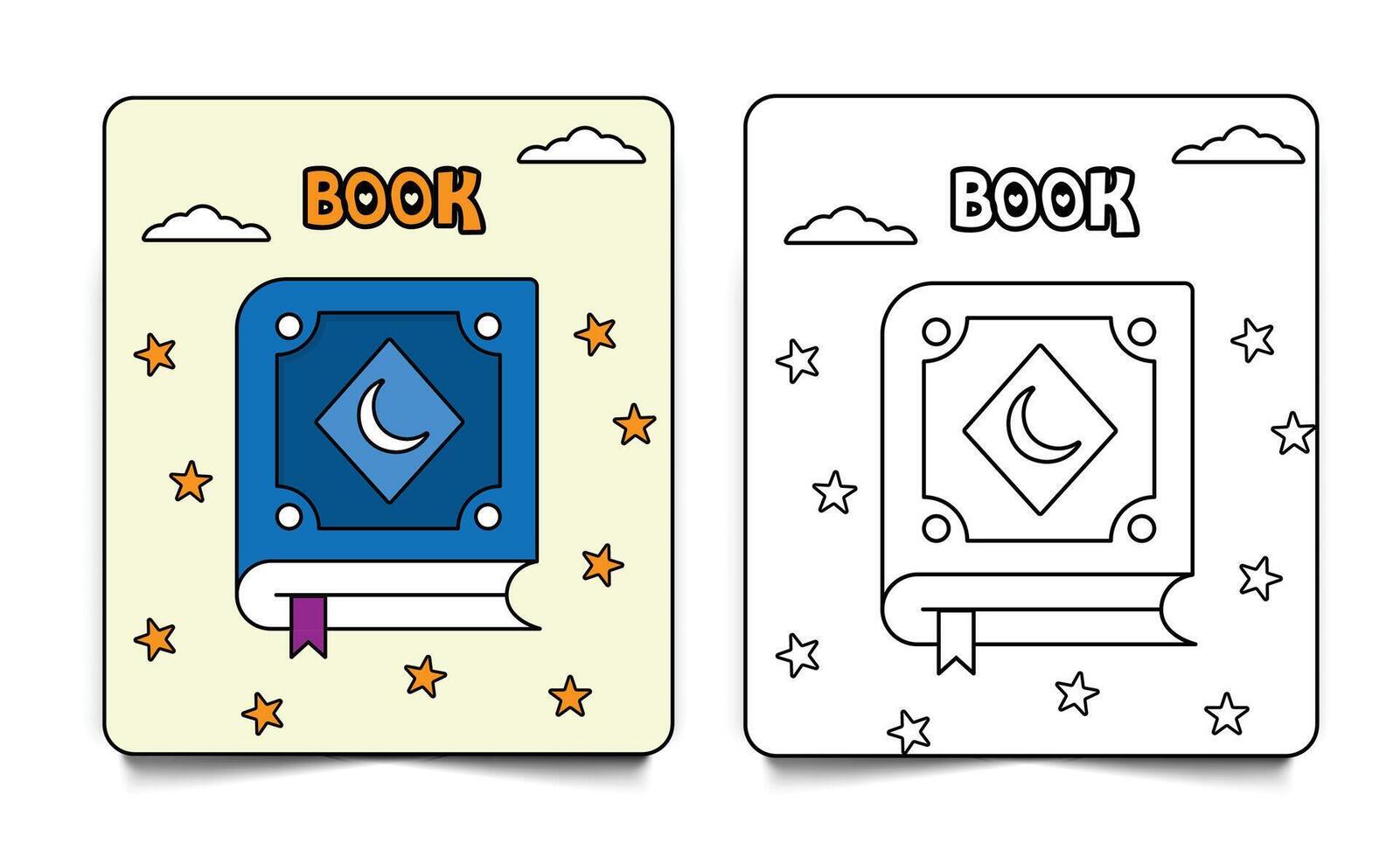 Book coloring page card line art and illustration for kids isolated on white background vector