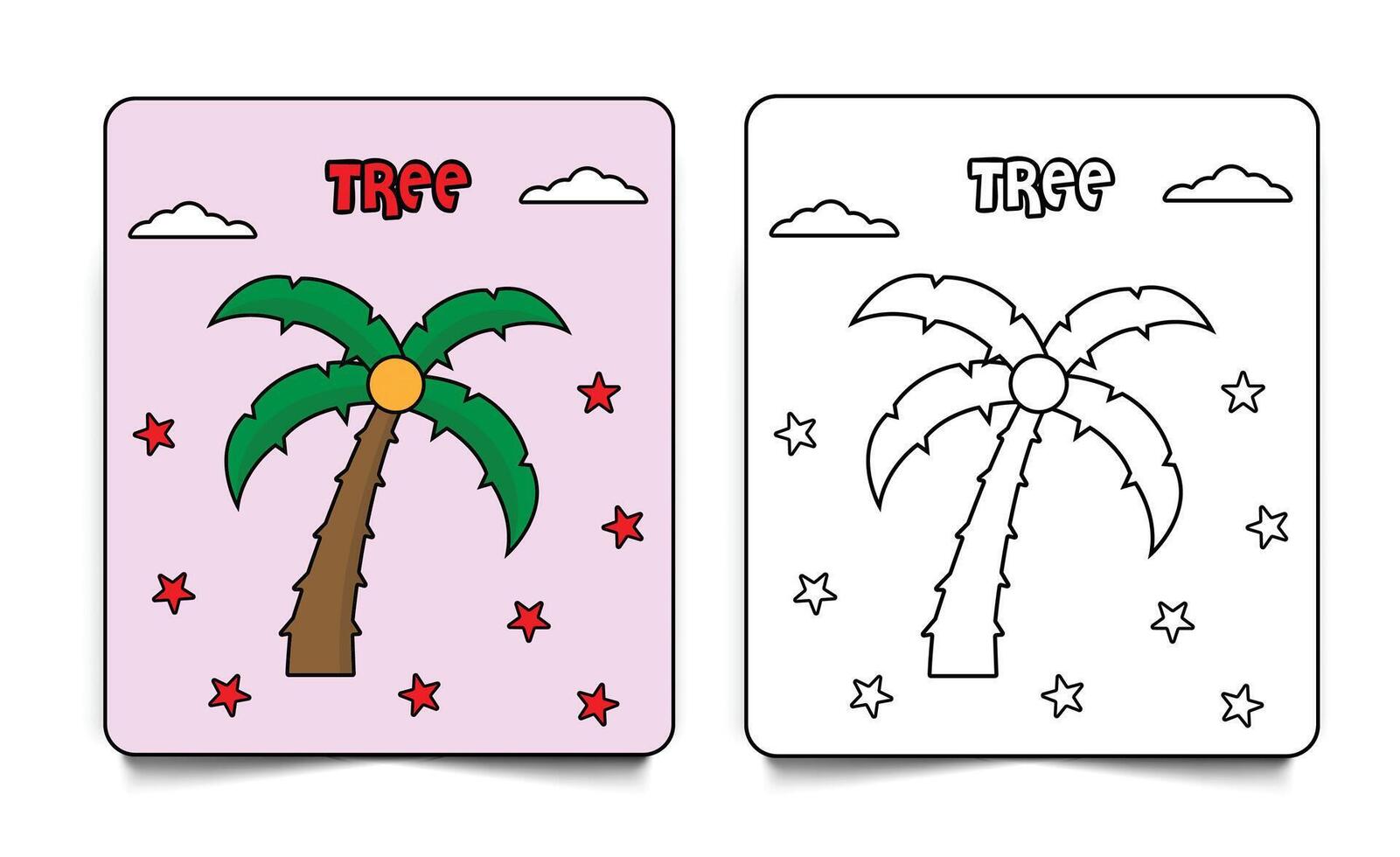 Palm tree coloring page card line art and illustration for kids isolated on white background vector