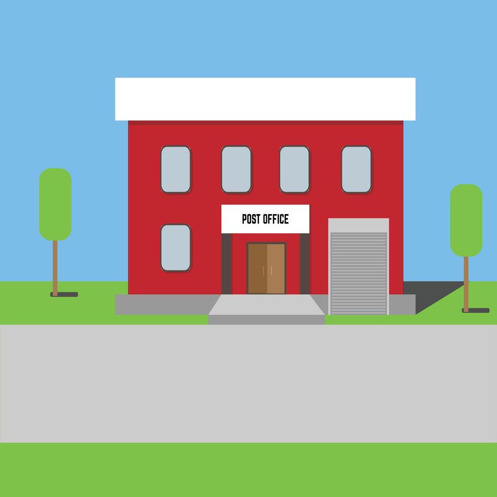 Red Post Office Building vector