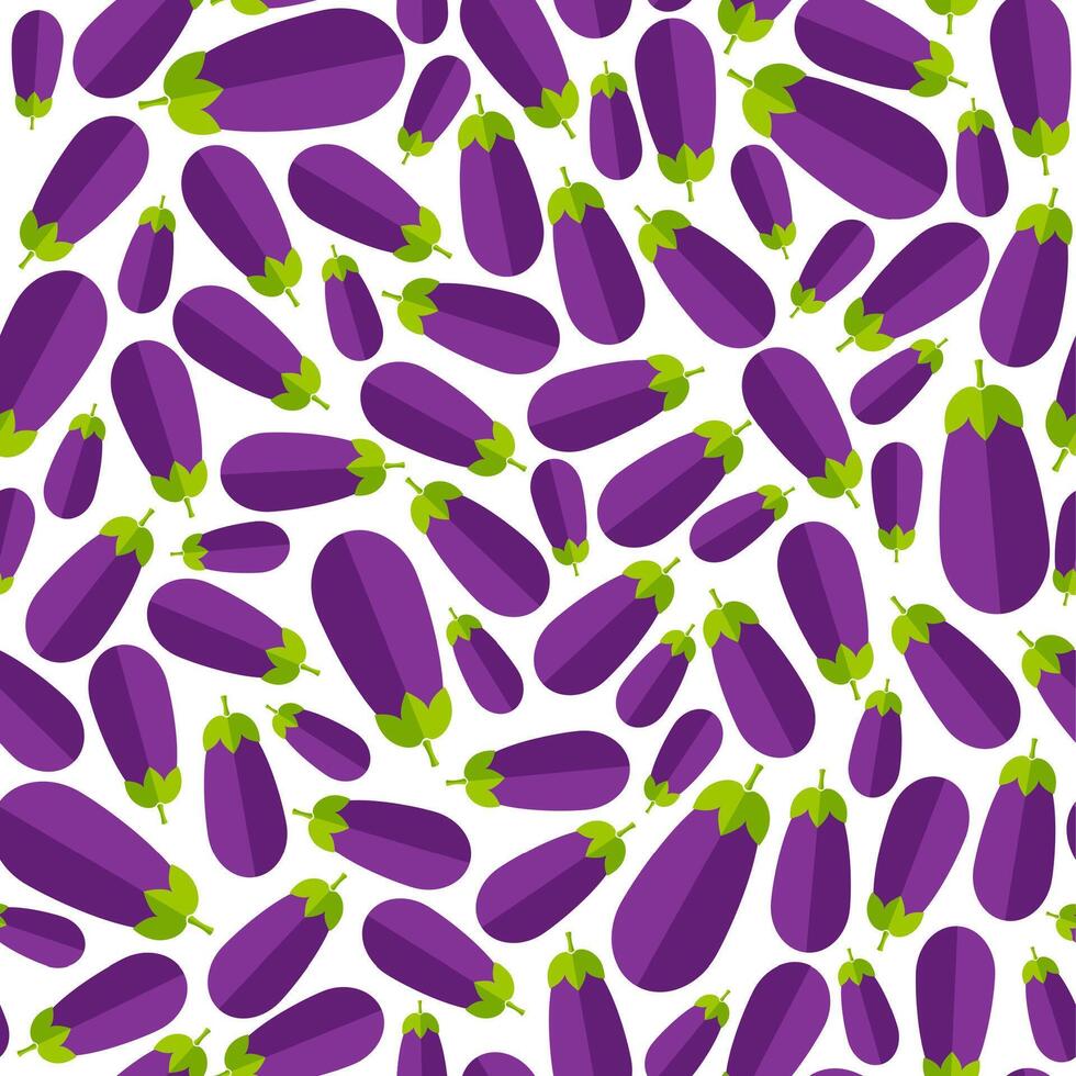 Summer vegetable seamless pattern. Retro style background ornament with eggpalnt or brinjal vegetables in bright purple and violet colors. Creative illustration for healthy diet decor vector