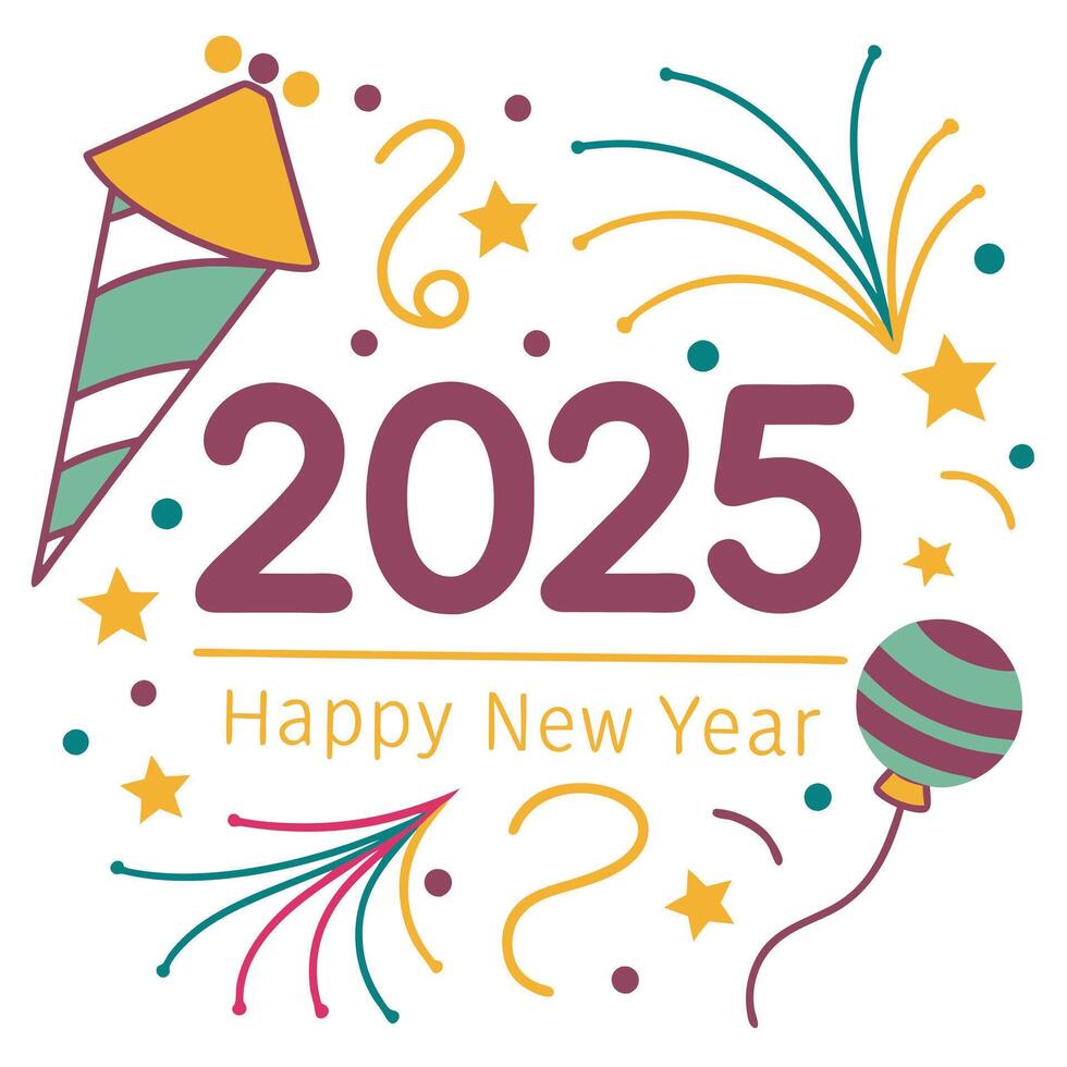 an ice cream cone with the words happy new year on it vector