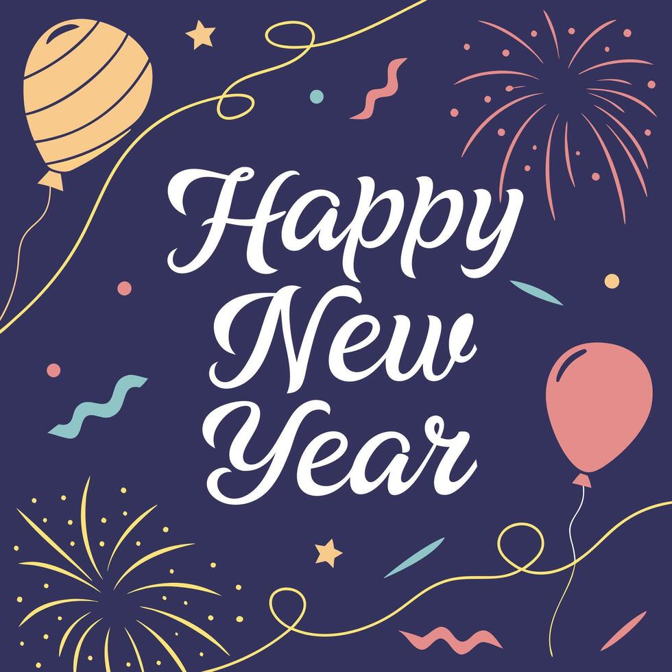 a poster with a balloon and a fireworks in the background vector