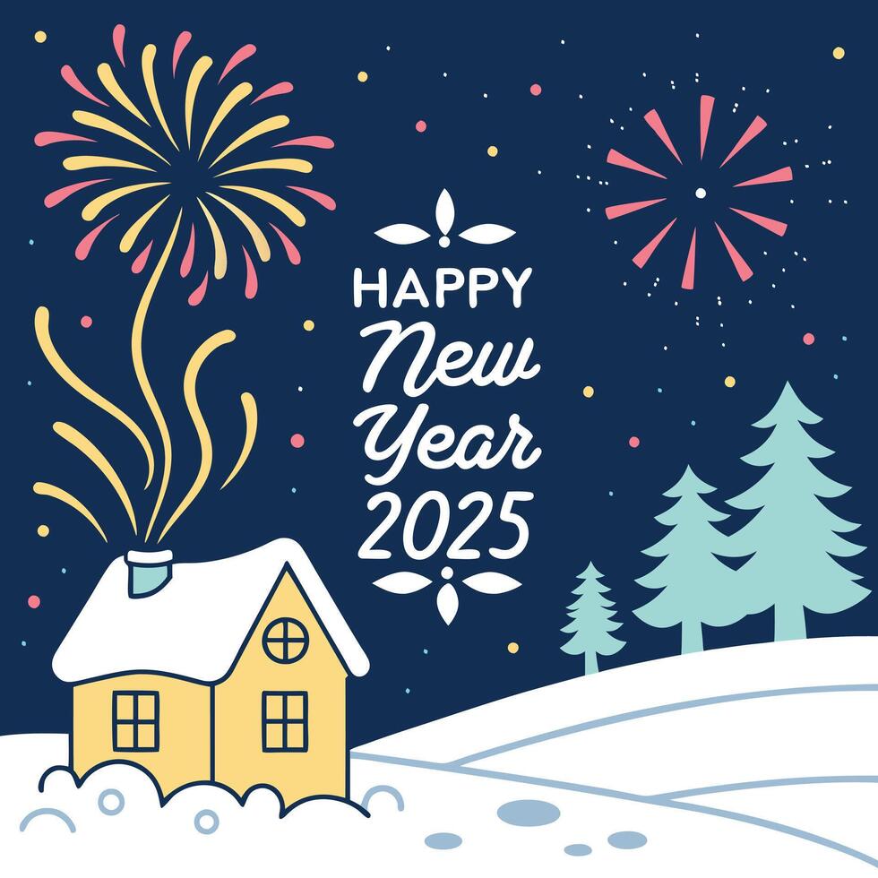 a house with a fireworks in the background vector