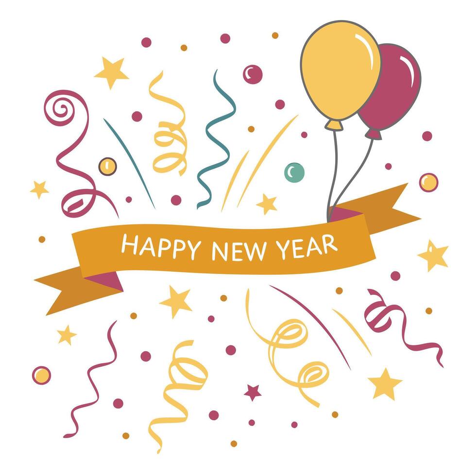 a yellow ribbon with the words happy new year on it vector