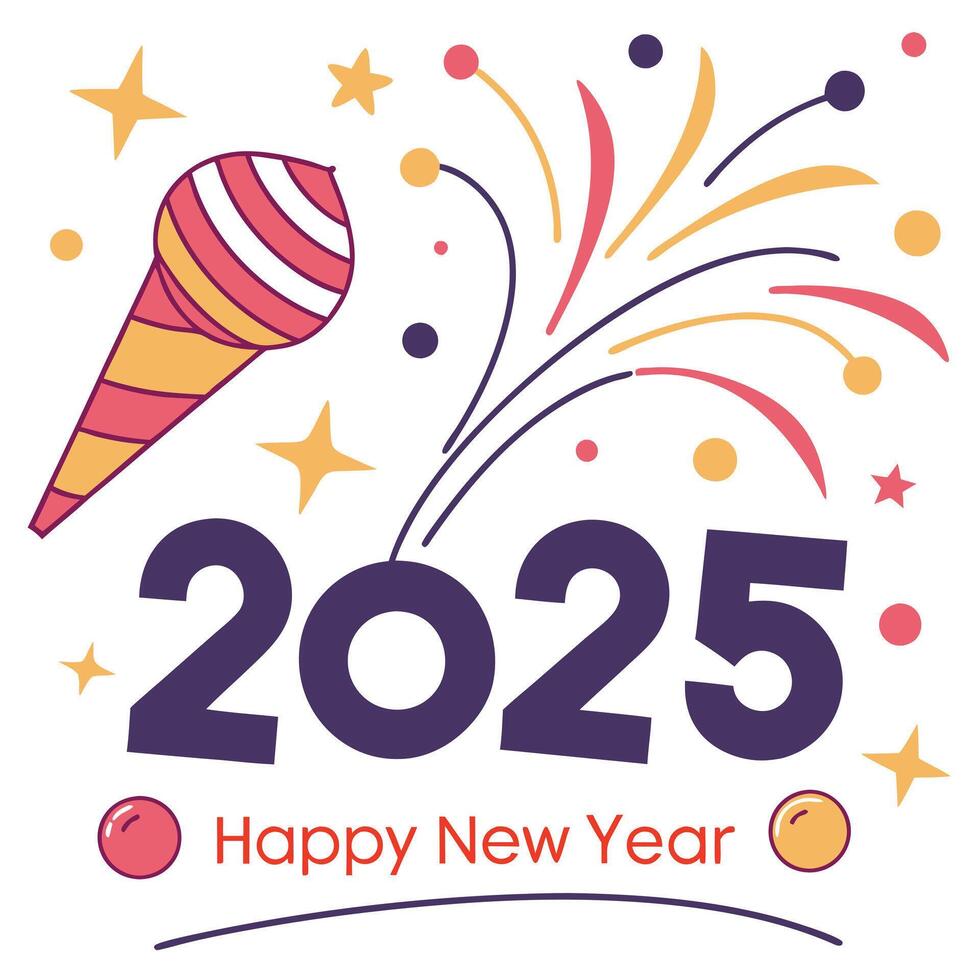 an ice cream cone with the words happy new year on it. vector