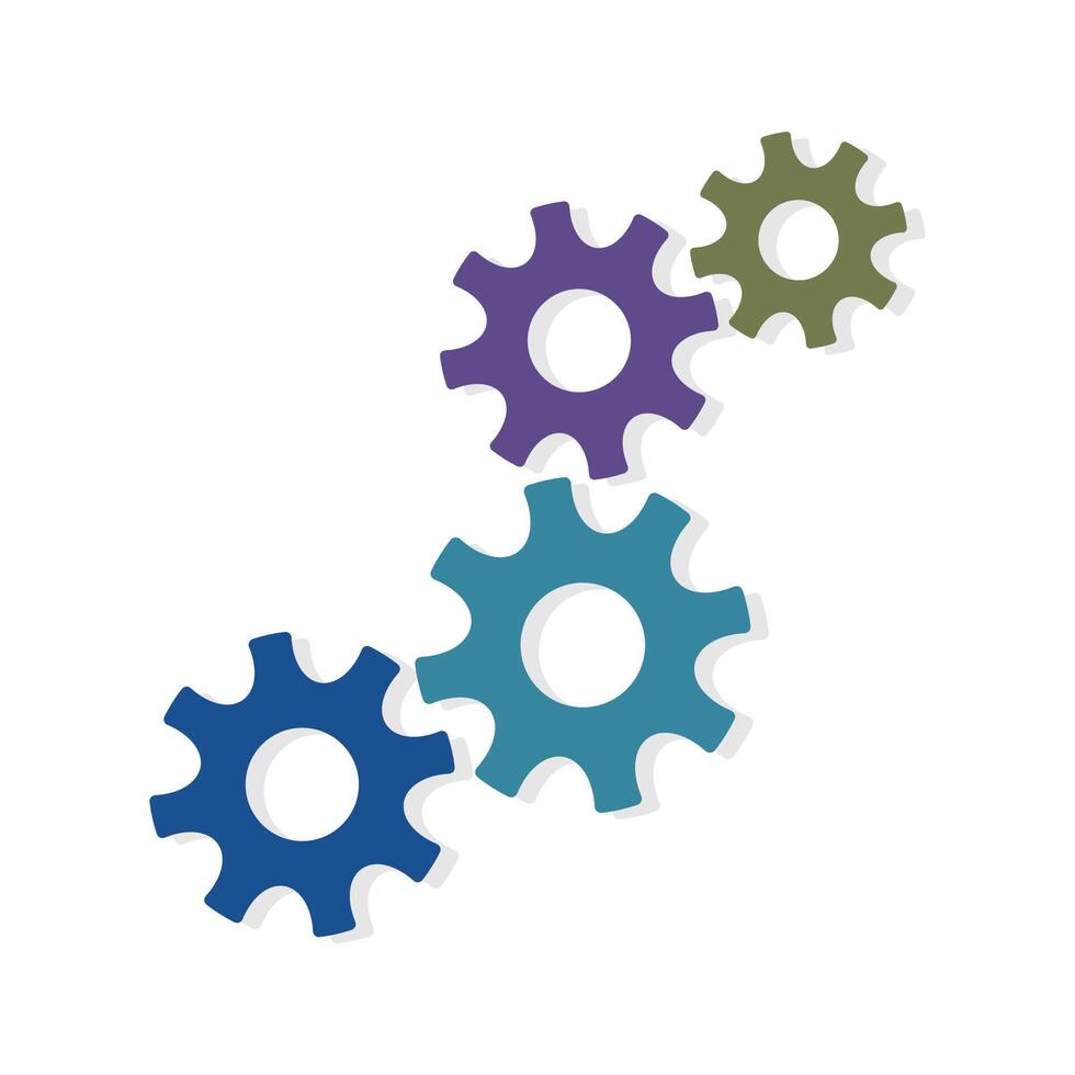 Gears machinery pieces different colors vector