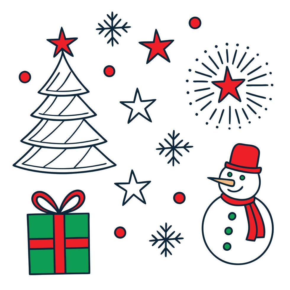 a snowman with a christmas tree and a snowman. vector