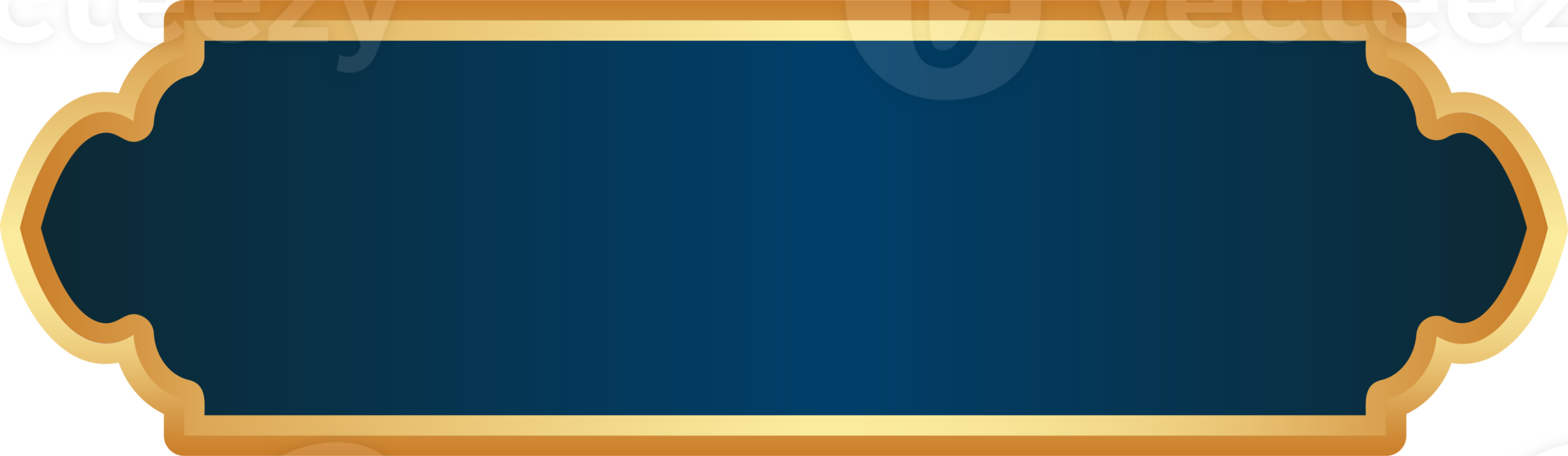 Islamic Ramadan golden frame. Arabic design with Turkish ornament and blue background. Arabesque ribbon sticker for tag banner and sale flyer. png
