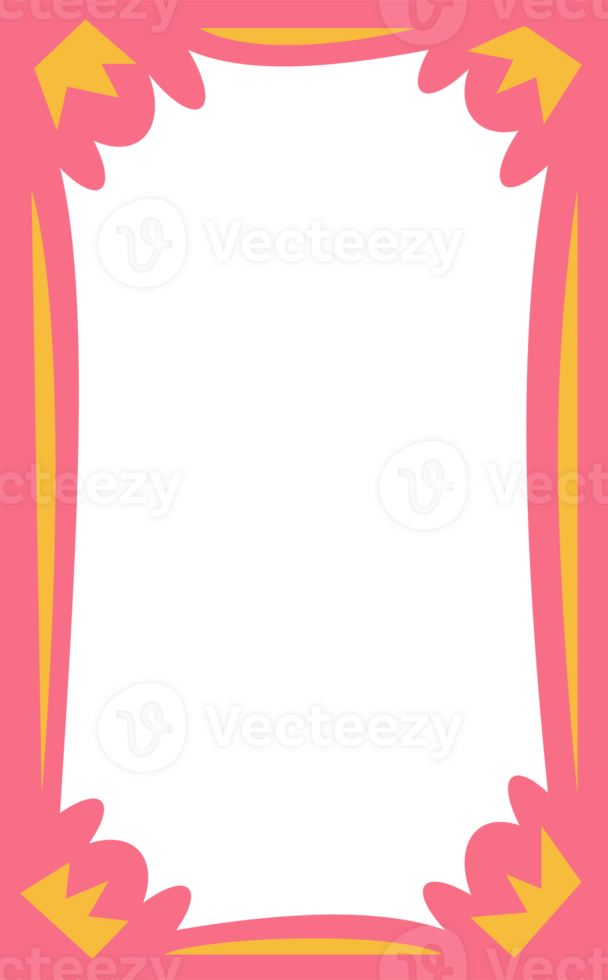 Wavy scallop border shape. Rectangle fun psychedelic hand drawn frame. Doodle cute design for text photo and picture. Groovy child template. Y2K decorative blank. png