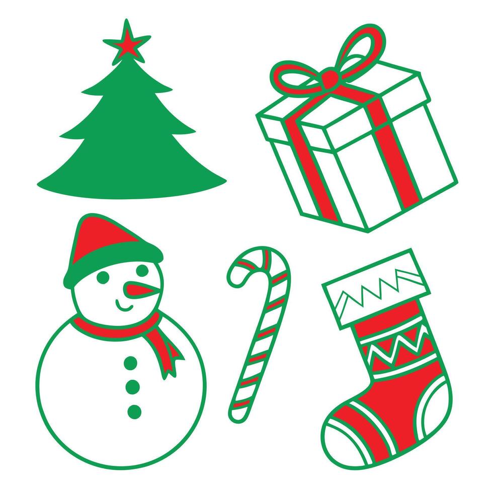 a snowman and a snowman are shown in a green and red and white picture. vector