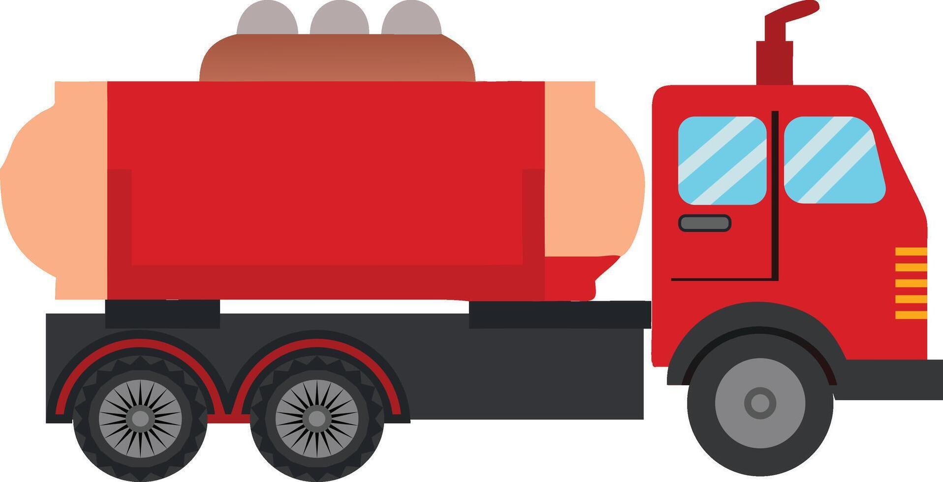 Sewer truck red 6 wheeler vector