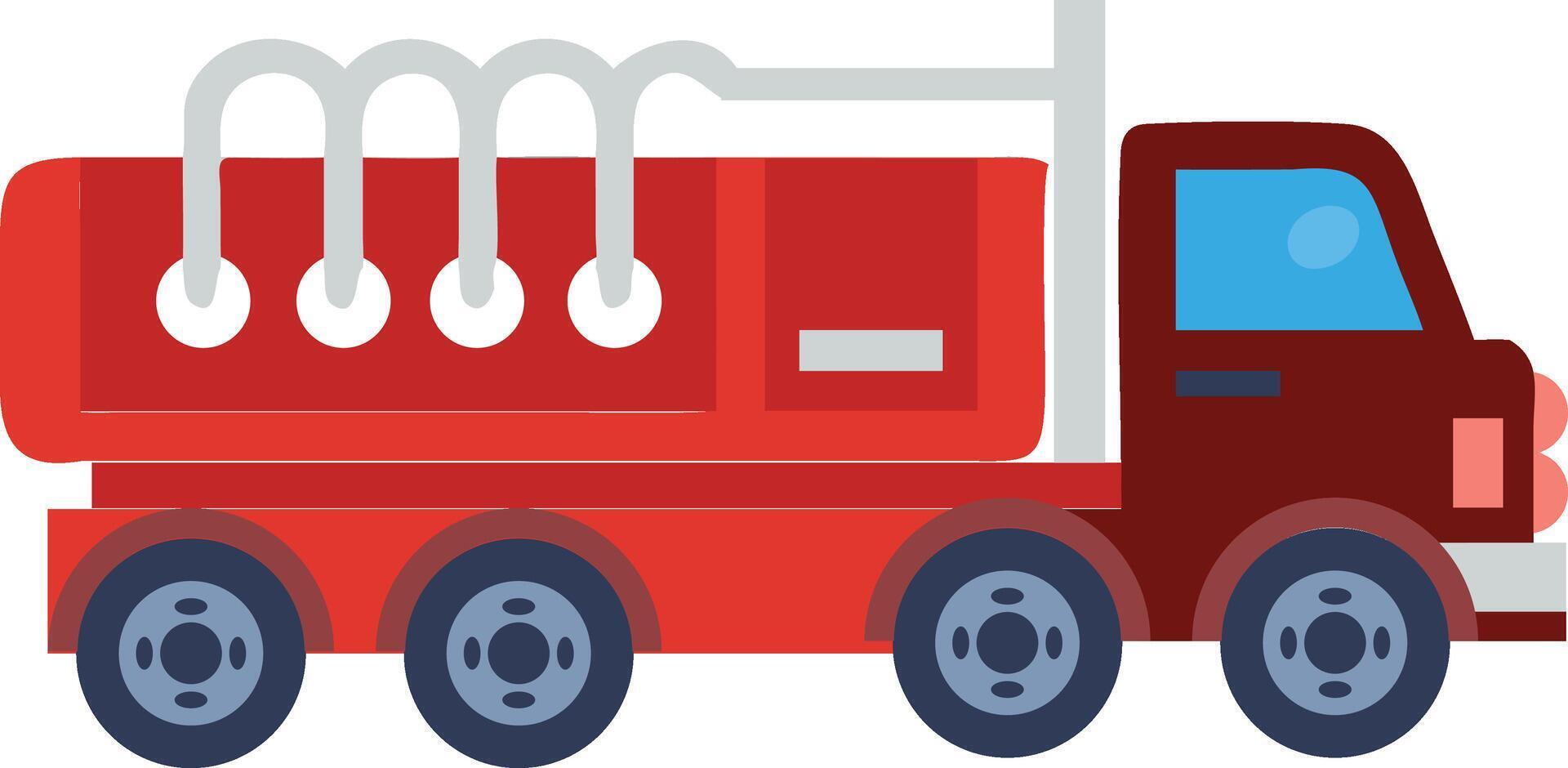 Sewer truck red 8 wheeler vector