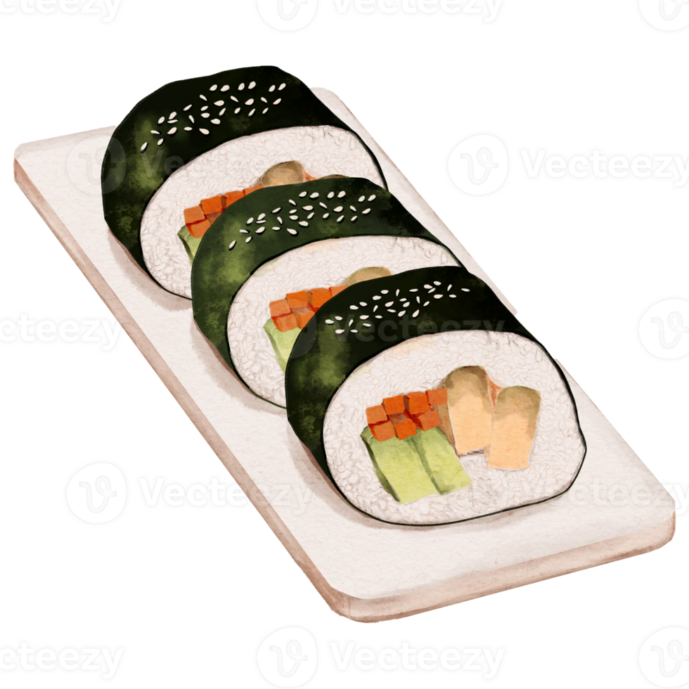 Illustration of Sushi Rolls on a Platter png